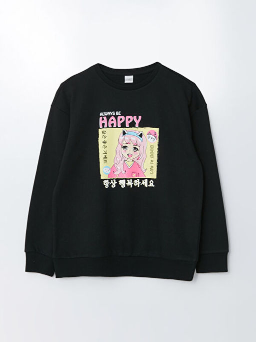 Bisiklet Yaka Bask?l? Uzun Kollu K?z ?ocuk Sweatshirt ve Tayt - Waikiki фото 2