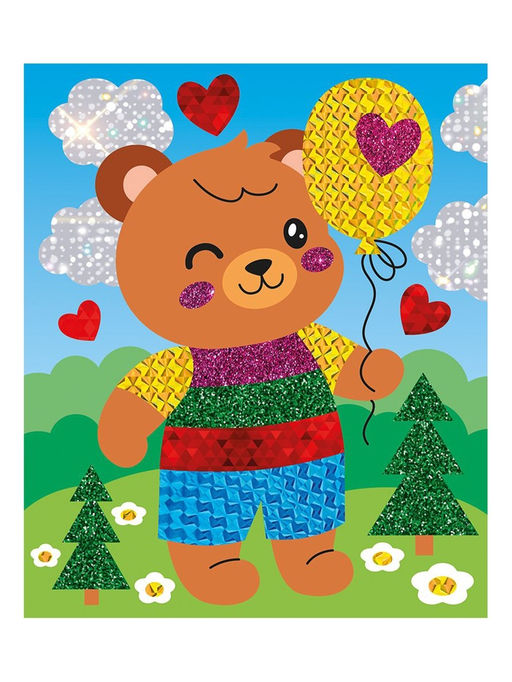 Набор для творчества. Аппликация фольгой "Медвежонок" размер 138х165 мм (конверт, 6 цв)