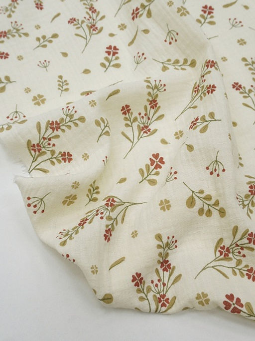 Муслин двухслойный с эф.жатости Весенний миг (терракотовые цветочки), ш.1.4м, хл-100%, 120гр/м.кв - Купава фото 6