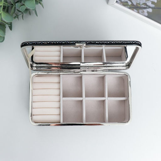 Шкатулка кожзам для украшений Маленькие пятнышки. Синяя голография 6х9,8х18,5 см - Simaland фото 3