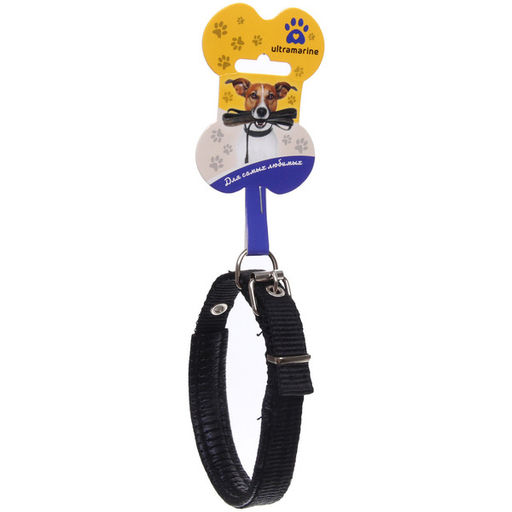 Цена за 6 шт. Ошейник для собак однотонный "ЗООЛЕНД БРО", цвет черный, 1,5*43см (бирка)