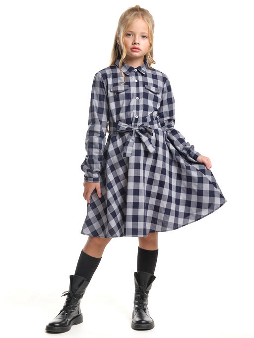 Нарядное платье праздничное модная детская одежда UD 7774 серо-син клетка - Mini maxi фото 5