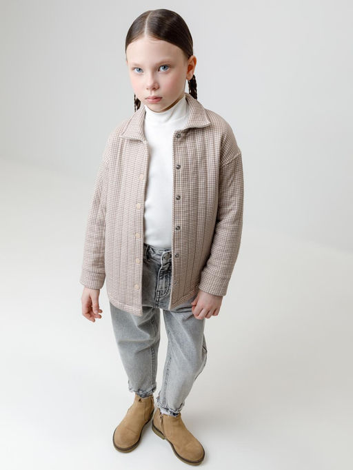 КР 302578/бежевый,гусиная лапка к625 рубашка для дев