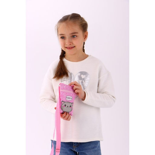 Сумка детская экокожа для девочки Мяу, брошь