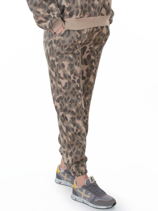 868-6 BEIGE/LEOPARD Костюм спортивный зимний женский (95% хлопок, 5% полиэстер)