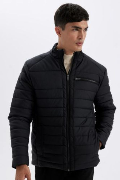 Slim Fit Dik Yaka Fermuarl? Cepli Suni Deri Ceket Mont