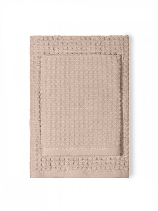 Набор полотенец вафельных 2шт 70x140, 50x90 бежевый вафельное полотно - Denastia фото 2