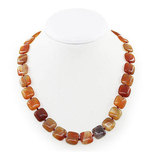 Бусы Сердолик , плоские квадратные 16мм, короткие 50см