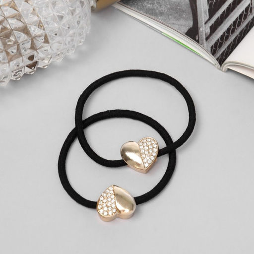 Цена за 6 шт. Резинка для волос "Лиора" (набор 2 шт) сердце