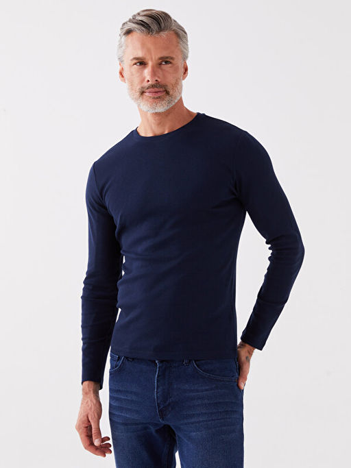 Bisiklet Yaka Uzun Kollu Erkek Sweatshirt