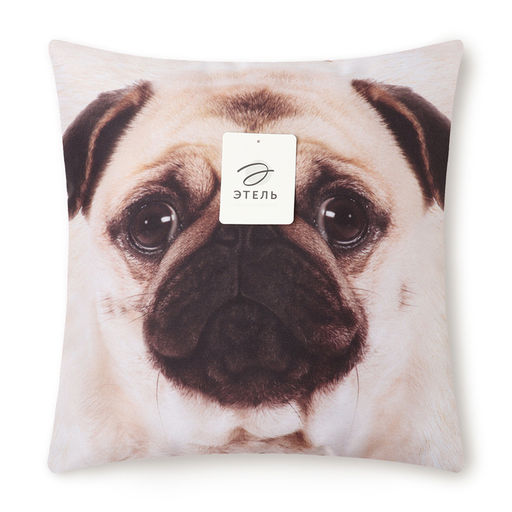 Подушка декоративная Этель Мопс 40х40 см, габардин, 100% п/э  фото 4
