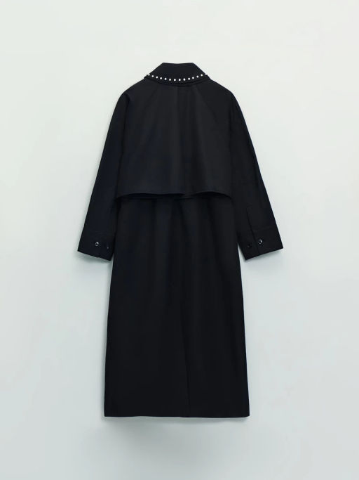Плащ из хлопка с декоративными элементами на съемном воротнике ZR2604102221-50 / Zarina  фото 2