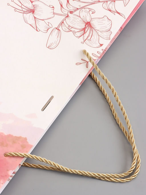 Пакет подарочный ламинированный «Мрамор», розовый с белым, с бантиком, 43×32×14 см