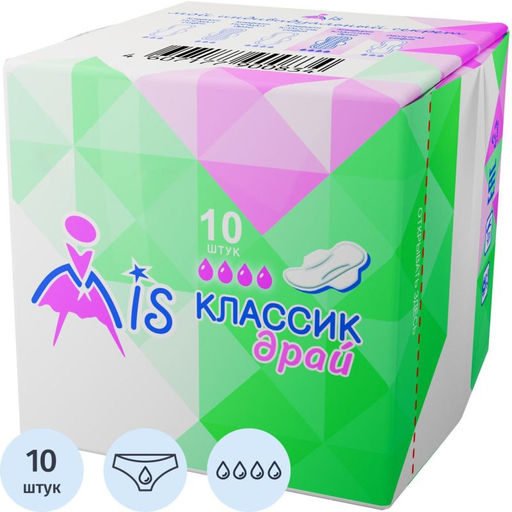 MIS Прокладки гиг. Комфорт Классик Драй 10 шт., 4 кап., 215 мм. 196