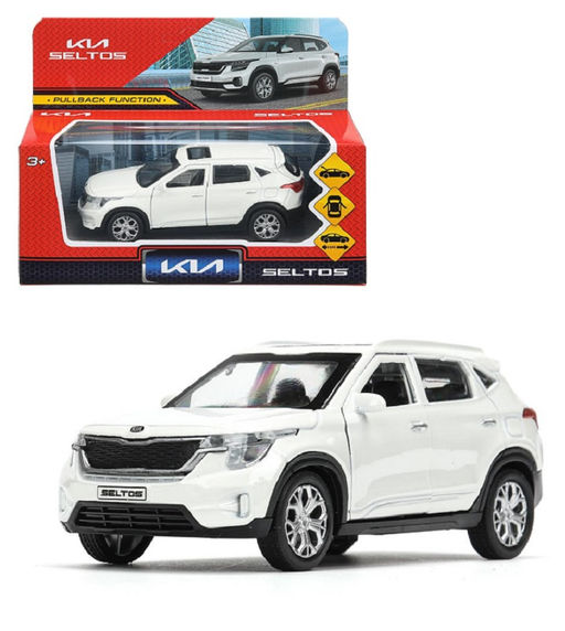 Технопарк. Модель "Kia Seltos" 12 см, металл, двери, багаж., инерц, белый, кор. арт.SELTOS-12-WH
