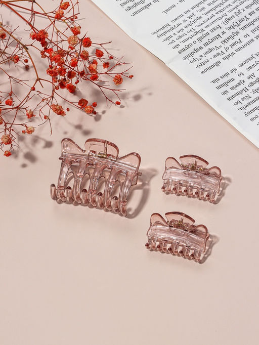 Цена за 6 шт. Крабики для волос «Флориана», набор 3 шт., крылья, 5.5 и 4 см, розовые