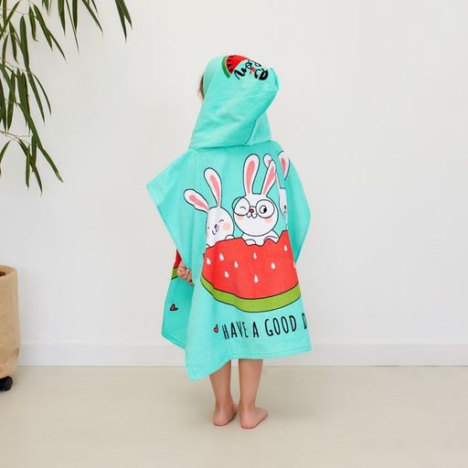 Полотенце-пончо детское махровое Крошка Я Зайчики 60х120см, 100% хлопок, 300гр/м2  фото 16