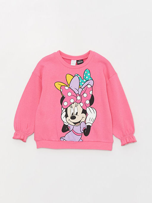 Bisiklet Yaka Uzun Kollu Minnie Mouse Bask?l? K?z Bebek Sweatshirt ve Tayt 2li Tak?m - Waikiki фото 2