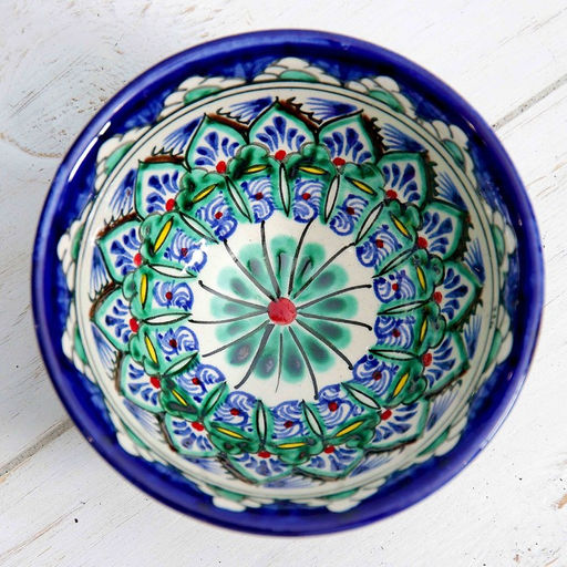 Пиала Риштанская Керамика Узоры, 11 см, большая, микс - Шафран фото 2