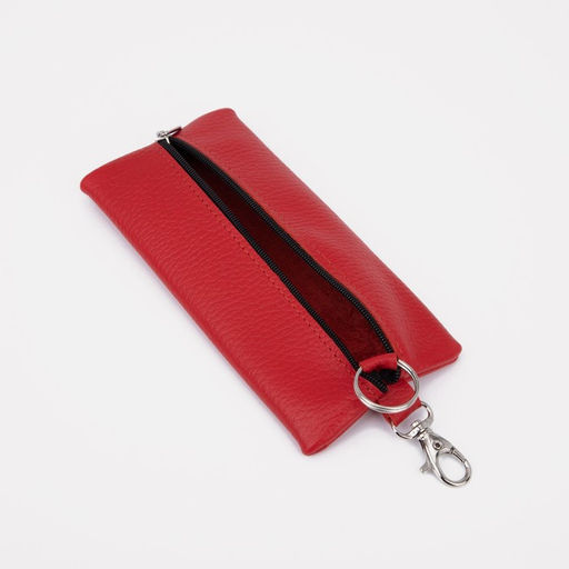 Ключница на молнии, длина 17 см, кольцо, карабин, цвет красный - Simaland фото 2