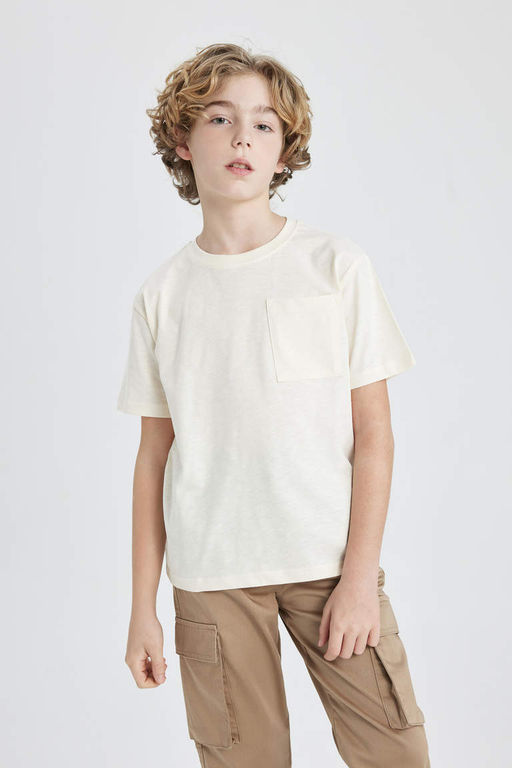 Футболка с короткими рукавами и круглым вырезом для мальчиков - Defacto фото 3