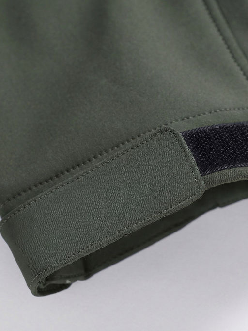 Ветровка мужская софтшелл виндстоппер с капюшоном спортивная цвета хаки 9617_1Kh