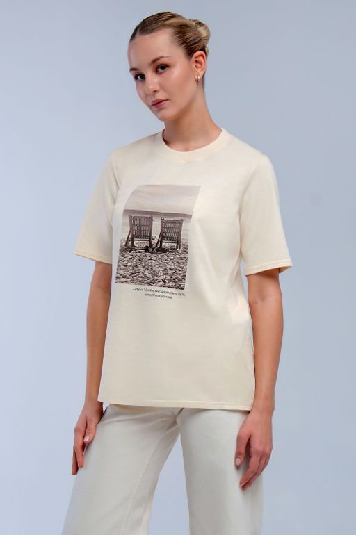 Арт. 31134 Футболка женская 44-52 (5 шт) Цвет:бежевый - Калинка фото 2