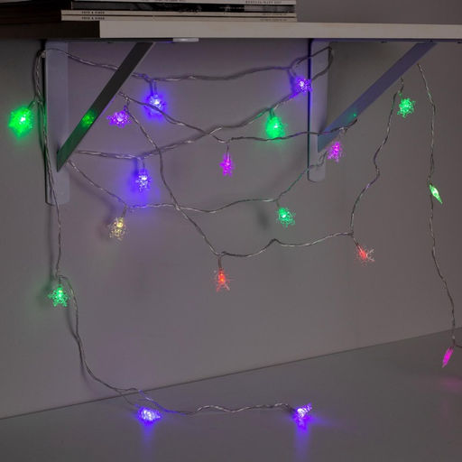 Гирлянда Нить 5 м с насадками Снежинки малые, IP20, прозрачная нить, 20 LED, свечение мульти (RG/RB), мигание, 220 В - Luazon lighting фото 5