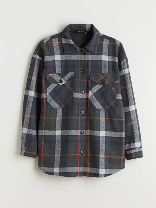 Ekose Oversize Kad?n Oduncu G?mlek Ceket