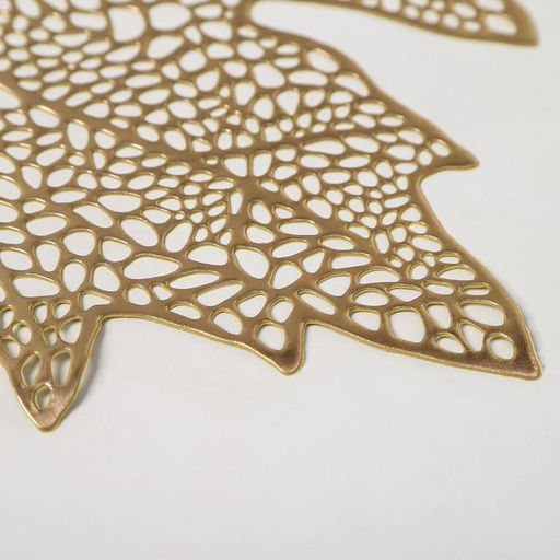 Набор салфеток сервировочных на стол Доляна Кленовый лист, 4 шт, d=38 см, цвет золотой  фото 4