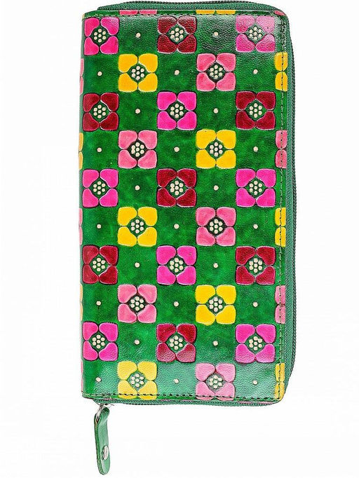 Кошелек кожа ручной принт №1141/7