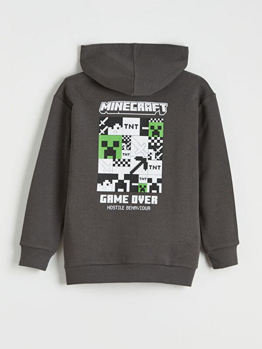 Minecraft Bask?l? Erkek ?ocuk Fermuarl? Sweatshirt