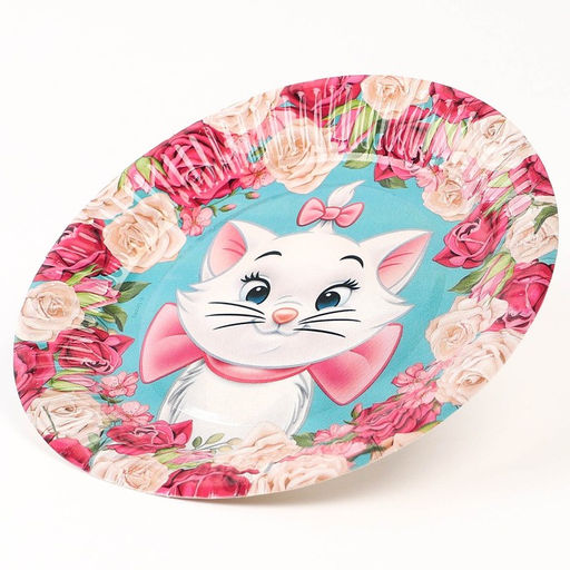 Цена за 10 шт. Тарелка одноразовая бумажная "С Днем Рождения!", 18 см, Коты Аристократы