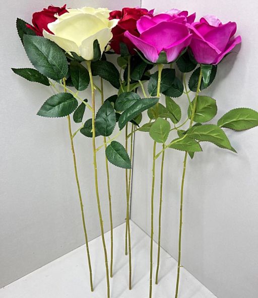 Цветок искусственный декоративный Роза в ассортименте 1 шт 55 см