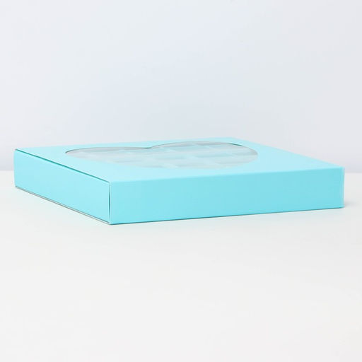 Коробка для конфет 25 шт., голубая, 22×22×3.5 см