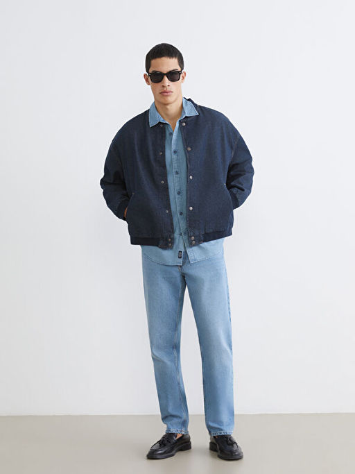 Rahat Kal?p Kolej Yaka Erkek Bomber Jean Ceket