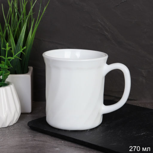 Кружка 270 мл 9 см рифленая белая А / XCB250YF white /уп 6/48/ 619409 - Галеонтрейд фото 2