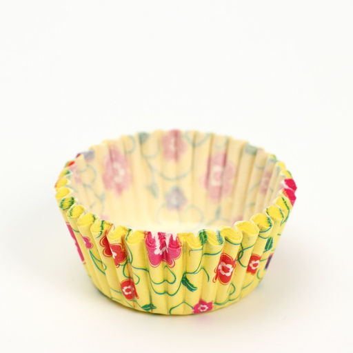 Цена за 300 шт. Форма для выпечки кексов бумажная UPAK LAND «Цветы», 3.5×2 см, одноразовая, жёлтая