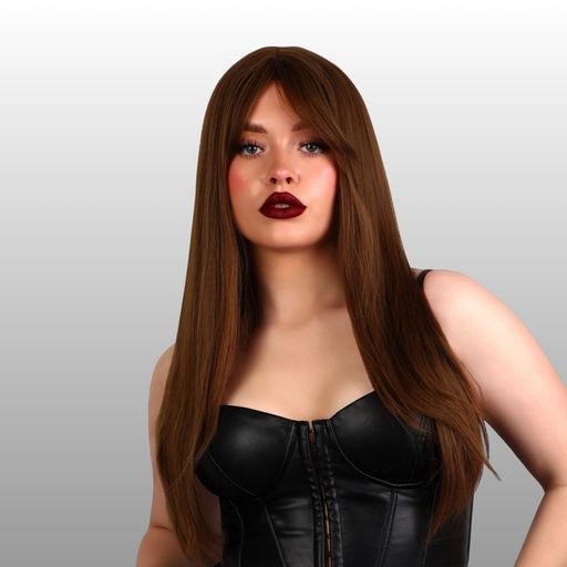 Парик искусственный, с чёлкой, имитация кожи, 60 см, 240 г, русый