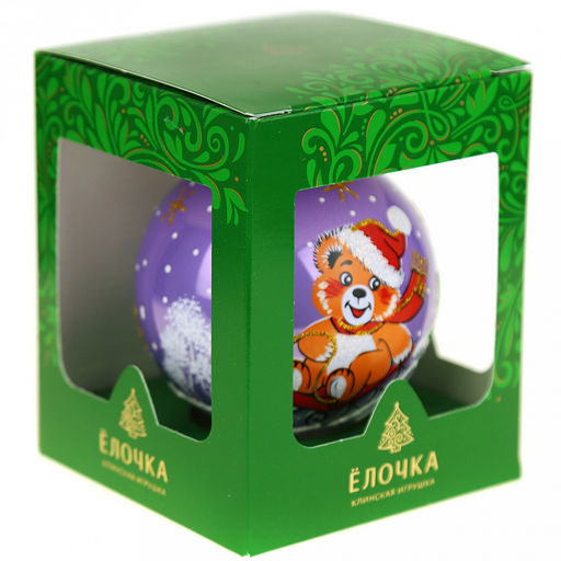 Елочная игрушка шар стеклянная Мишка на санках д8,5см, ручная художественная роспись, цвета микс, подарочная упаковка (Россия) - Домашняя Мода фото 6