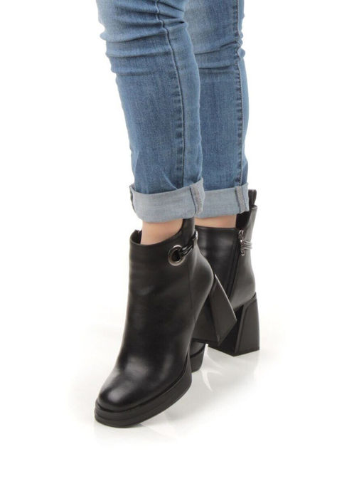 04-M3-838 BLACK Ботильоны зимние женские (натуральная кожа, натуральный мех)