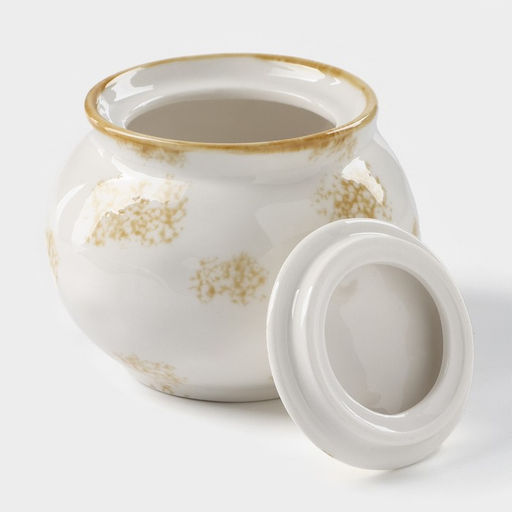 Сахарница Доляна Organic Gold, 420 мл, фарфор, белая