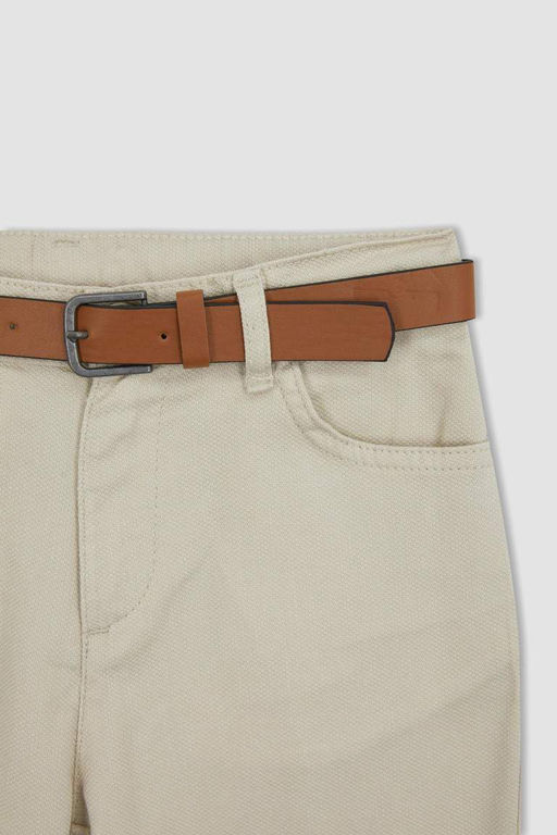 Габардиновые брюки-двойка для мальчиков с поясом - Defacto фото 8