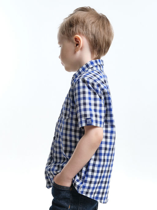Рубашка для мальчика UD 7903 синяя клетка - Mini maxi фото 7