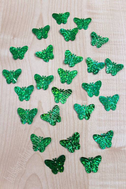 Пайетки "Бабочки" 22*17 мм/50 гр (SF-1136) зеленый