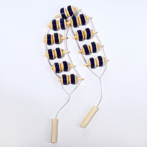 Массажёр-лента для спины, 10 звеньев, деревянный, с шипами, 86×7.5×3 см