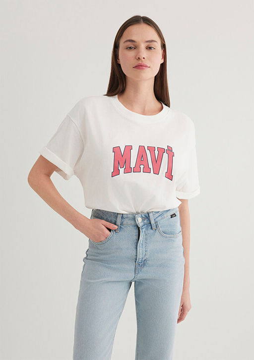 Mavi Logo Bask?l? Beyaz Tisort  фото 2