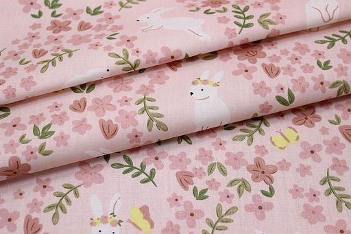 Сатин Зайчата на прогулке, ш.1.60м, хлопок-100%, 110гр/м.кв - Купава фото 4