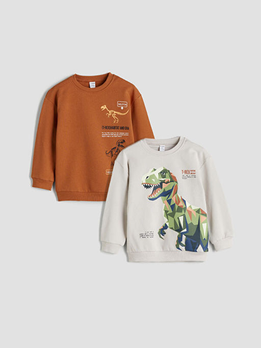 Dinozor Fig?rl? Erkek ?ocuk Sweatshirt 2li