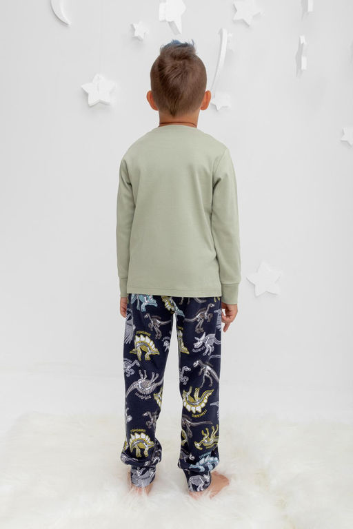Crockid _ К 1541/шалфей,динозавры на индиго пижама дет